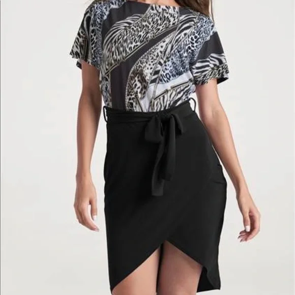 Plus Size 1X Black multi color with Animal Print Midi Dress brand New. - Picture 1 of 8